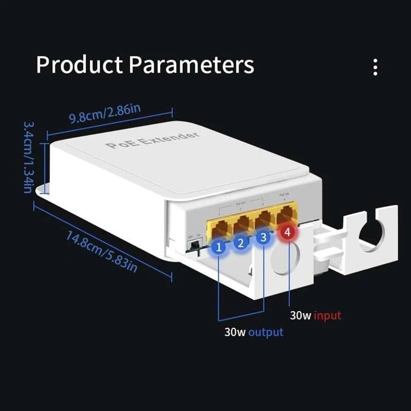 ส่งจากไทย 4 พอร์ต 1000Mbps PoE Repeater 1 ถึง 3 สวิตช์เครือข่าย PoE Extender สําหรับการส่งเครือข่ายกลางแจ้ง IPC/NVR รูปที่ 9