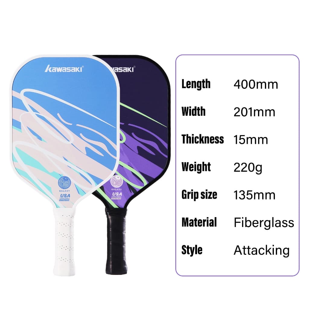 KAWASAKI คาวาซากิ Pickleball Paddle GALAXY&AURORA 220g ไฟเบอร์กลาส Pickle Racket สําหรับผู้เริ่มต้นโจมตี รูปที่ 9