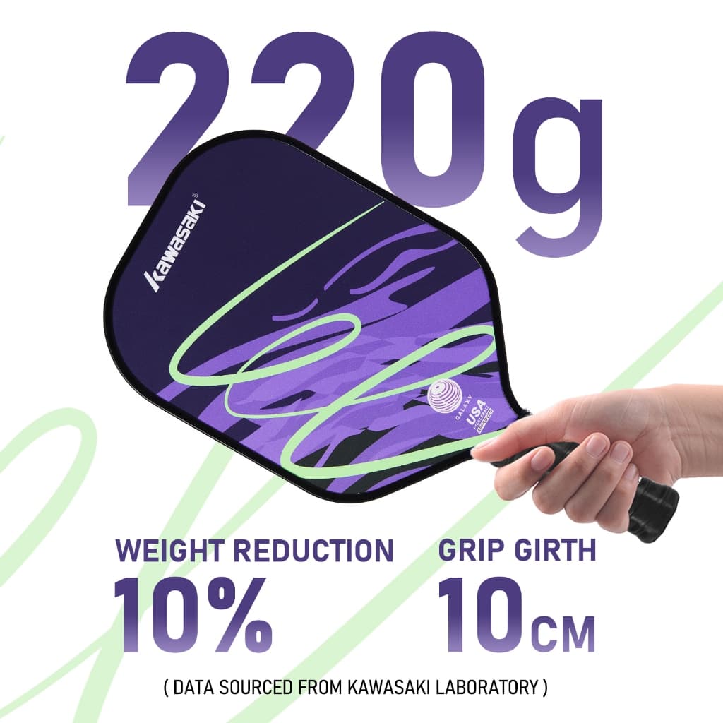 KAWASAKI คาวาซากิ Pickleball Paddle GALAXY&AURORA 220g ไฟเบอร์กลาส Pickle Racket สําหรับผู้เริ่มต้นโจมตี รูปที่ 8