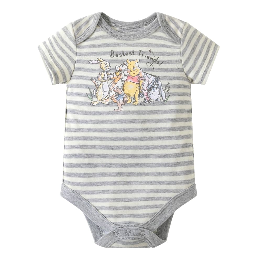 ชุดจั๊มสูทรอมเปอร์ แขนสั้น พิมพ์ลาย Disney Mickey Winnie the Pooh สําหรับเด็กทารกผู้ชาย และเด็กผู้หญิง รูปที่ 4