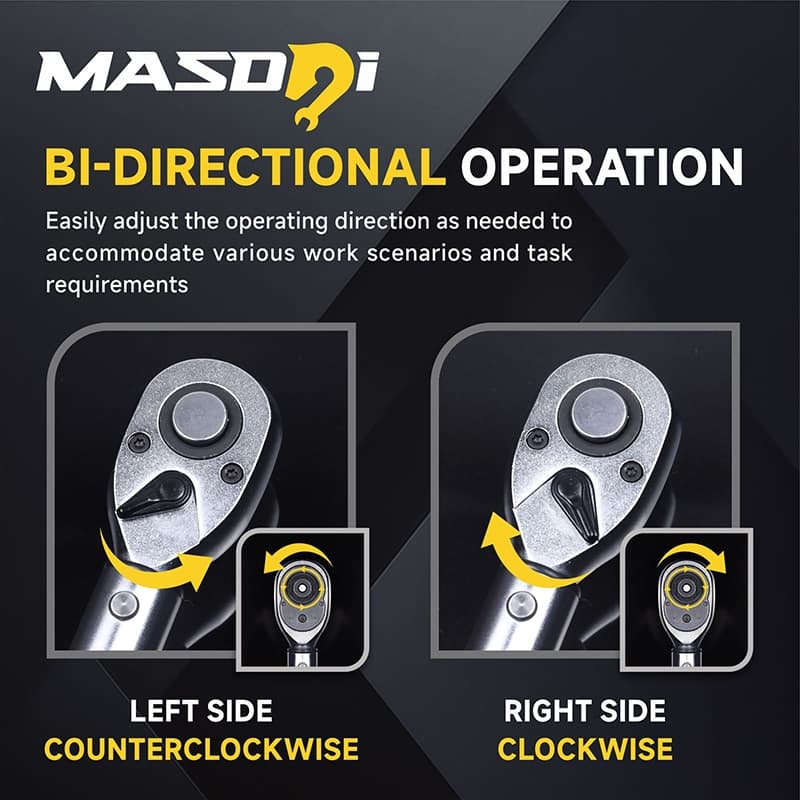 Masdsi ประแจแรงบิดชุด 72 ฟัน Dual-Direction ประแจแรงบิดปรับได้ Dual-Scales 1/4 & 3/8 & 1/2 นิ้ว ±3% ความแม่นยํา Click ประแจแรงบิดสําหรับจักรยาน, รถจักรยานยนต์, รถ, หลัก รูปที่ 3