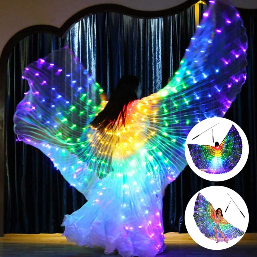 ปีกผีเสื้อ มีไฟ LED เรืองแสง หลากสี สําหรับเต้นรํา รูปที่ 1