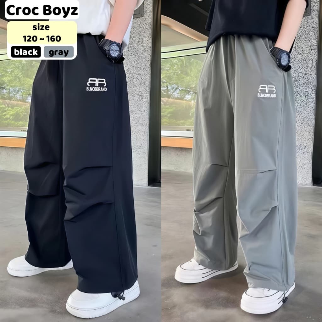 Croc Boyz กางเกงขายาวเด็กผู้ชาย เอวยางยืด แห้งเร็ว ลำลองกีฬา สไตล์เกาหลี ฤดูร้อน ไซส์ 120-160 รูปที่ 1