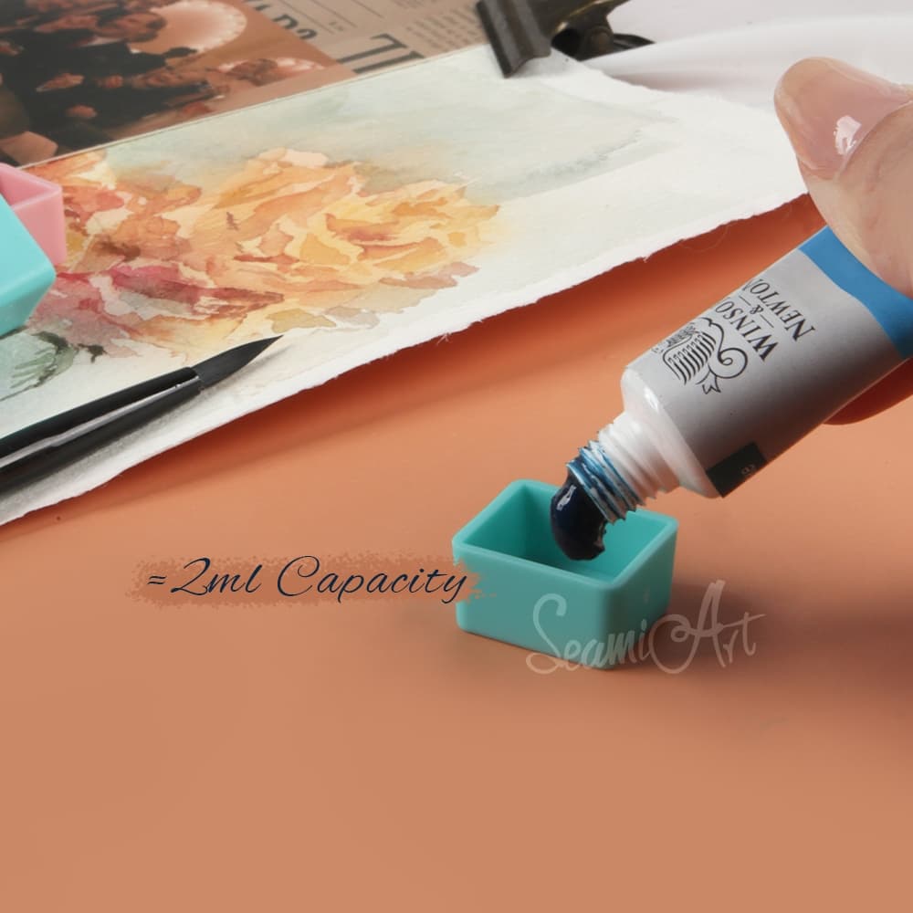 Seamiart 6/24/50/100pcs แม่เหล็กครึ่ง Pan สําหรับหลอดสีน้ํา Subpackage กล่องดีบุกภาพวาดเครื่องมือ รูปที่ 4