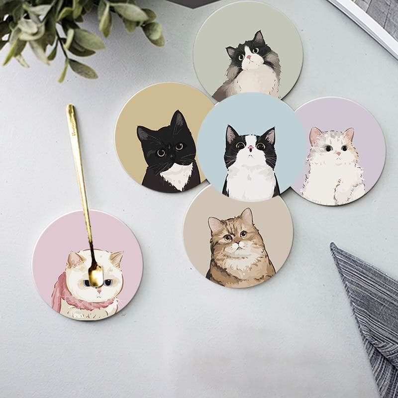 1 PC ถ้วยแมว Coaster การ์ตูนน่ารัก Anti Scalding ความร้อนฉนวนกันความร้อนบนโต๊ะอาหาร Decor Table Decor รูปที่ 1