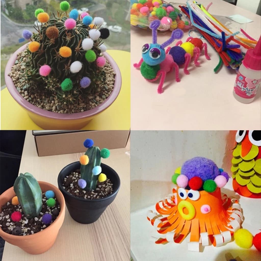 10 มม. 15 มม. 50 ชิ้น / แพ็ค Fluffy Soft Pompoms Bal สําหรับตกแต่งบ้าน งานแต่งงาน งานฝีมือ DIY รูปที่ 2