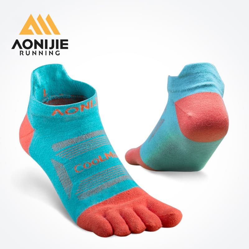 Aonijie 3 คู่ ถุงเท้าข้อสั้น ห้านิ้ว สําหรับ Marathon Race Trail E4801 E4802 รูปที่ 2