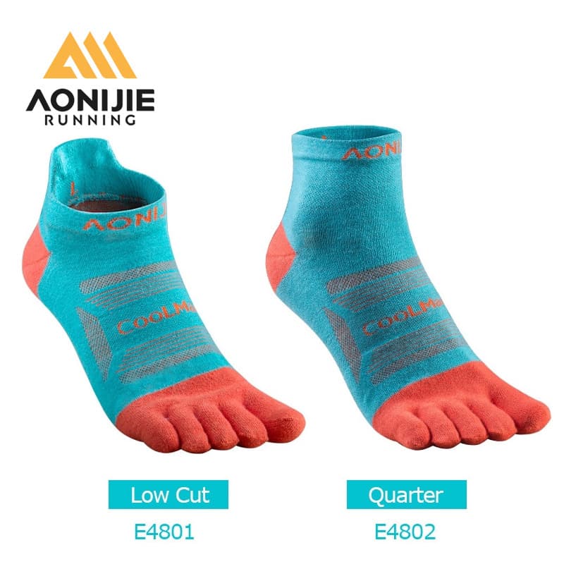 Aonijie 3 คู่ ถุงเท้าข้อสั้น ห้านิ้ว สําหรับ Marathon Race Trail E4801 E4802 รูปที่ 1