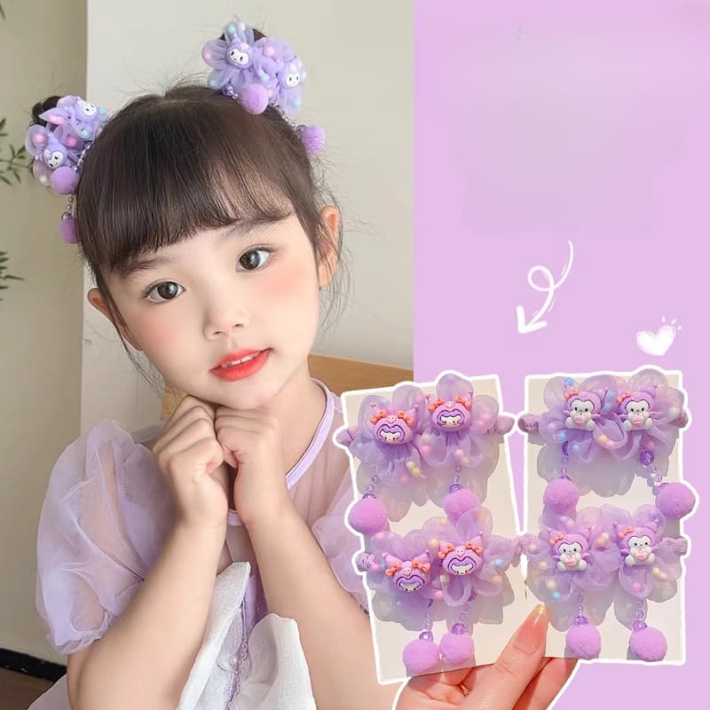 เด็กการ์ตูนคุโรมิถักผูกผมบอลหัวผมหางม้าสูงยางรัดเครื่องประดับผม รูปที่ 2