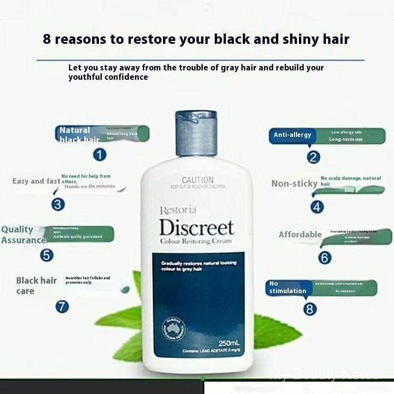 Restoria Discreet Color Restoring Cream 250ml Restoria ยาย้อมผมสีดําเพื่อปกปิดผมหงอก รูปที่ 6