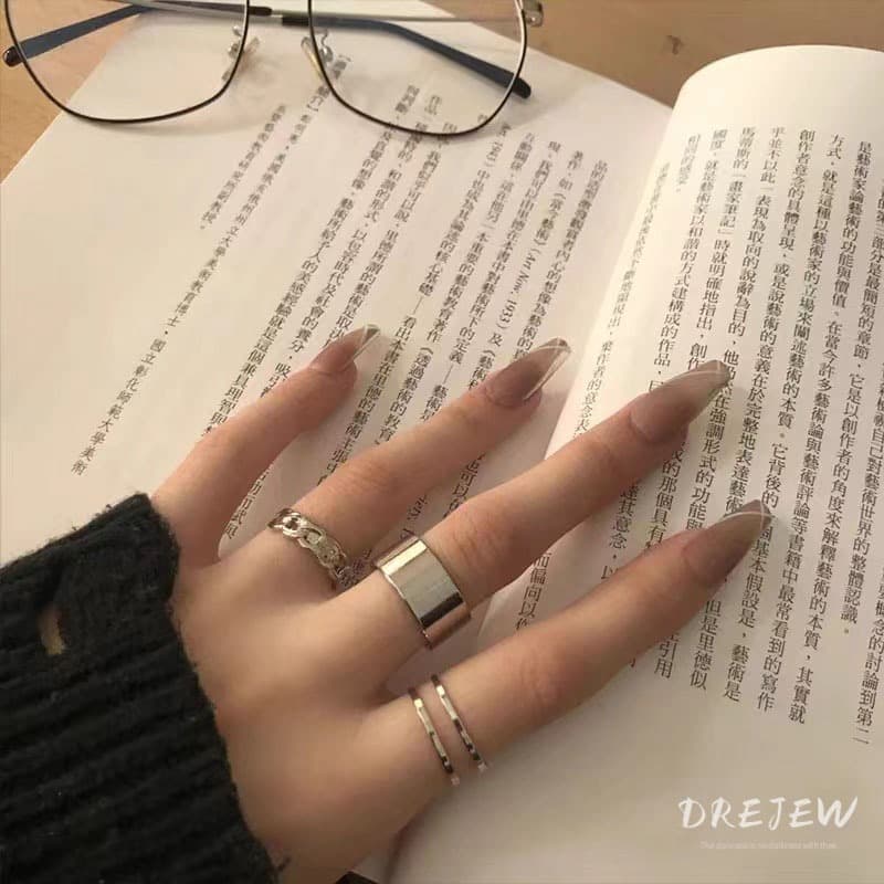 เดรช พังก์รอบเปิดแหวน10ชิ้นโลหะเงินแฟชั่นเครื่องประดับมือ รูปที่ 2