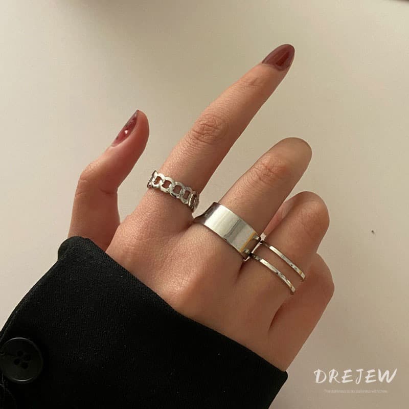 เดรช พังก์รอบเปิดแหวน10ชิ้นโลหะเงินแฟชั่นเครื่องประดับมือ รูปที่ 4