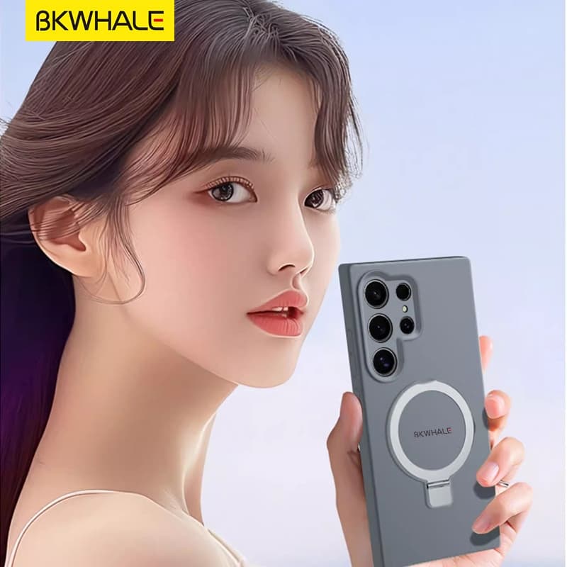 SAMSUNG BKWHALE วงเล็บแม่เหล็กซิลิโคนเหลวเคสโทรศัพท์สําหรับSamsung S26 S25 S24 S23 Ultra Plus S26+ S25+ S24+ S23+ S25Edgeปลอกพร้อมผู้ถือ รูปที่ 6