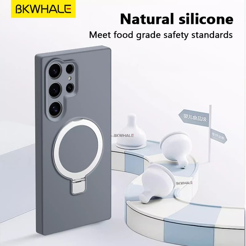 SAMSUNG BKWHALE วงเล็บแม่เหล็กซิลิโคนเหลวเคสโทรศัพท์สําหรับSamsung S26 S25 S24 S23 Ultra Plus S26+ S25+ S24+ S23+ S25Edgeปลอกพร้อมผู้ถือ รูปที่ 8