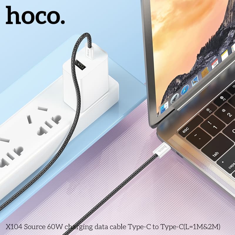 hoco. X104 Type-C to Type-C สายชาร์จเร็ว 1M/2M Charging Data Cable PD60W Fast Charge 3A สายชาร์จเร็ว รูปที่ 7