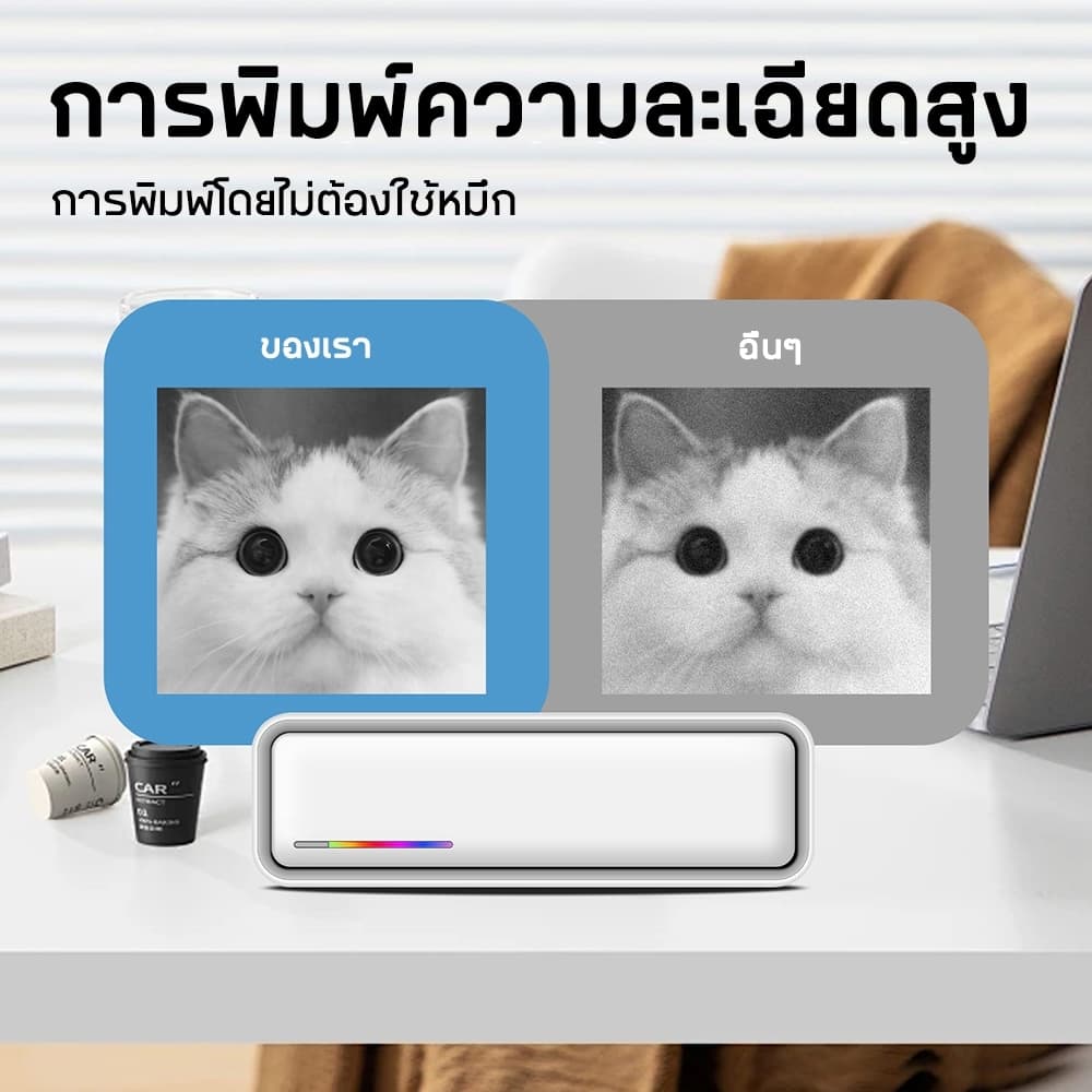 รับประกัน 5 ปีเครื่องพิมพ์ไร้หมึก เชื่อมต่อแอพ Bluetooth แบบพกพา พิมพ์เอกสาร/รอยสัก รูปที่ 3