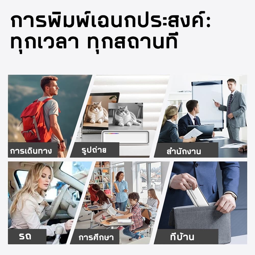 รับประกัน 5 ปีเครื่องพิมพ์ไร้หมึก เชื่อมต่อแอพ Bluetooth แบบพกพา พิมพ์เอกสาร/รอยสัก รูปที่ 8
