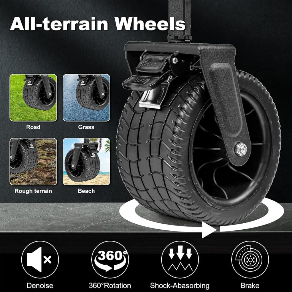 folding Camping Cart สวนกลางแจ้ง Trailer Wagon รถเข็น Telescopic Handle พับยูทิลิตี้ขน ยืน Beach Off-Road Handcart รูปที่ 3