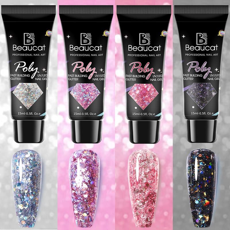 Beaucatpark เล็บเจล กากเพชร โพลีเจลกากเพชร 15ml โพลี่เจล ต่อเล็บ กลิตเตอร์เจล Poly Gel กลิตเตอร์ เจลต่อเล็บ รูปที่ 3