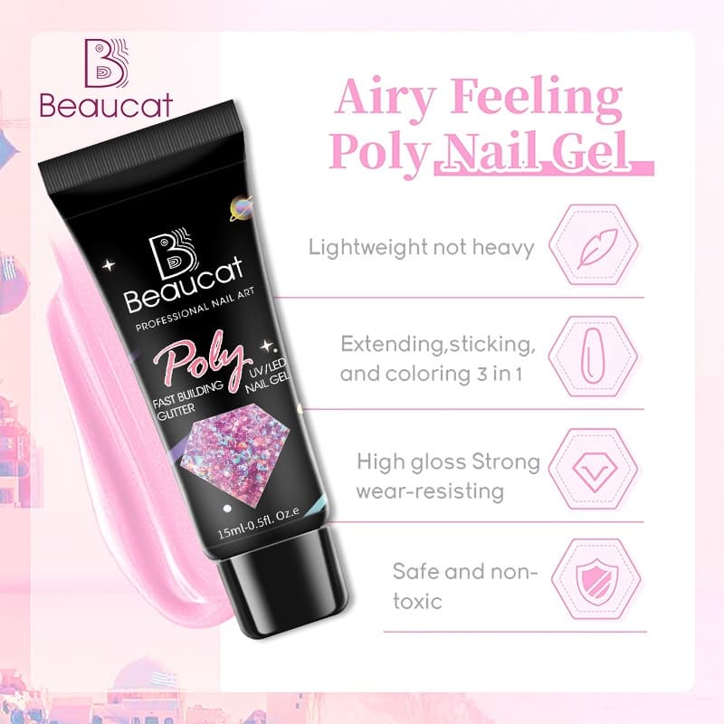 Beaucatpark เล็บเจล กากเพชร โพลีเจลกากเพชร 15ml โพลี่เจล ต่อเล็บ กลิตเตอร์เจล Poly Gel กลิตเตอร์ เจลต่อเล็บ รูปที่ 8