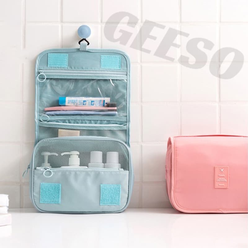 GEESO Makeup Bags Travel Cosmetic Hanging Bag กระเป๋าแขวนในห้องน้ำ จัดระเบียบจัดเก็บของใช้ส่วนตัวอเนกประสงค์ 悬挂化妆包 รูปที่ 3