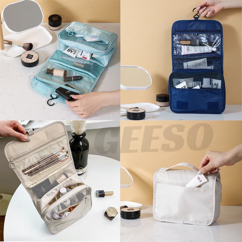 GEESO Makeup Bags Travel Cosmetic Hanging Bag กระเป๋าแขวนในห้องน้ำ จัดระเบียบจัดเก็บของใช้ส่วนตัวอเนกประสงค์ 悬挂化妆包 รูปที่ 9