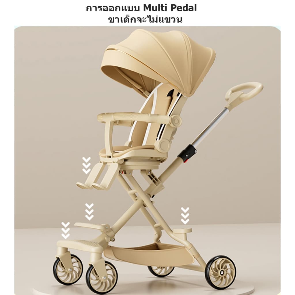 EvianAngel รถเข็นเด็ก รถเข็นเด็กพับได้ รถเข็นปรับหมุนที่นั่งได้ 360 ° ปรับเอนอิส ปุ่มเดียว พับได้ น้ําหนักเบา รูปที่ 8