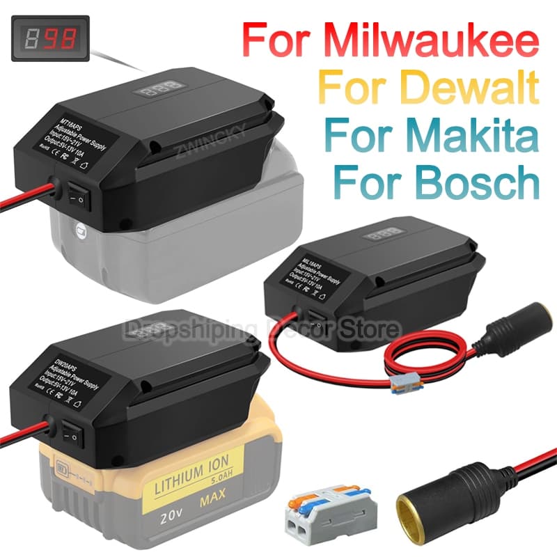 Dc 18V ถึง 12V Step Down Converter สําหรับ Makita/Dewalt/Milwaukee/Bosch 18V Li-ion แบตเตอรี่บุหรี่ไฟแช็กอะแดปเตอร์แรงดันไฟฟ้า Regulator รูปที่ 1