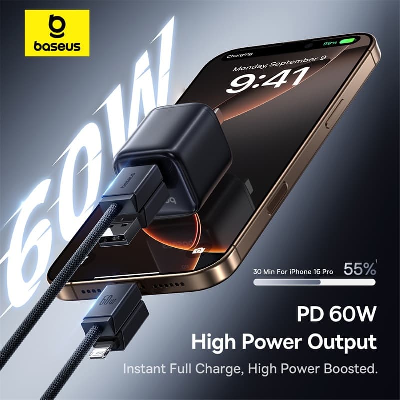 Baseus สายชาร์จเร็ว รุ่น Versatile Two-for-Two Fast Charging Cable U+C to C+L 60W 1m รูปที่ 6