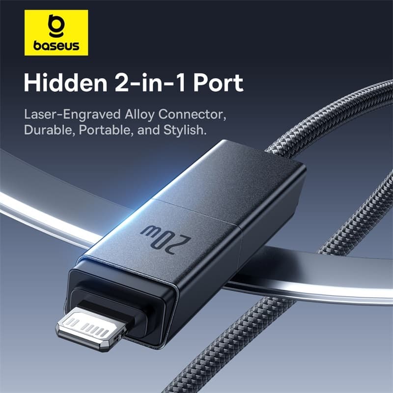 Baseus สายชาร์จเร็ว รุ่น Versatile Two-for-Two Fast Charging Cable U+C to C+L 60W 1m รูปที่ 5