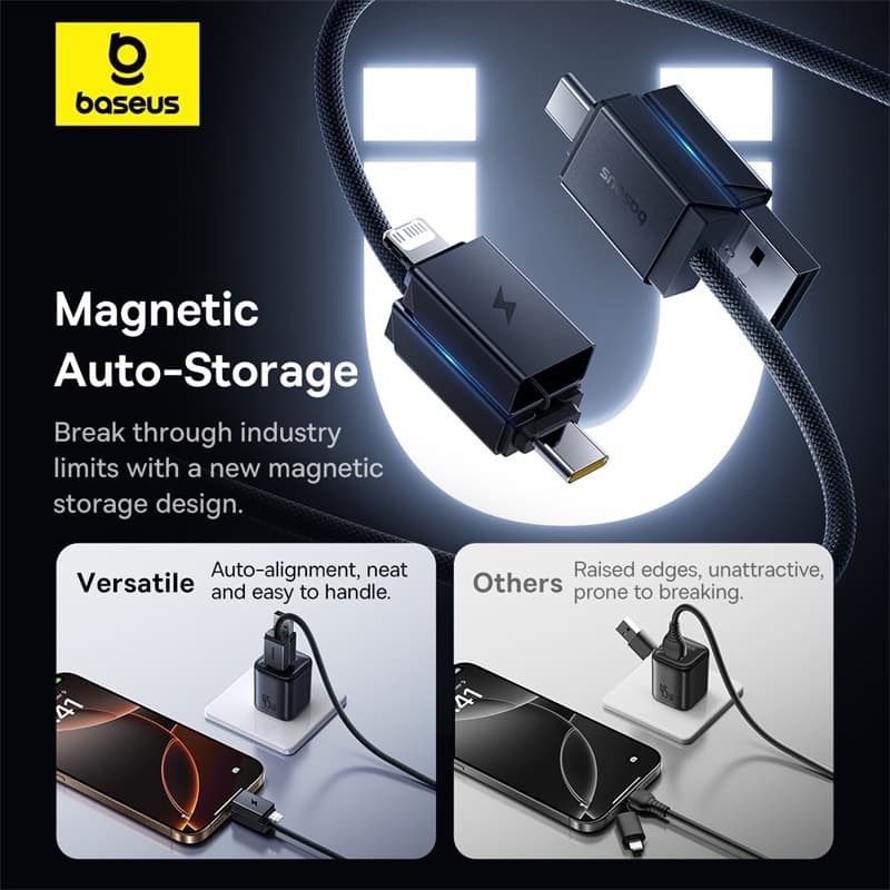 Baseus สายชาร์จเร็ว รุ่น Versatile Two-for-Two Fast Charging Cable U+C to C+L 60W 1m รูปที่ 4