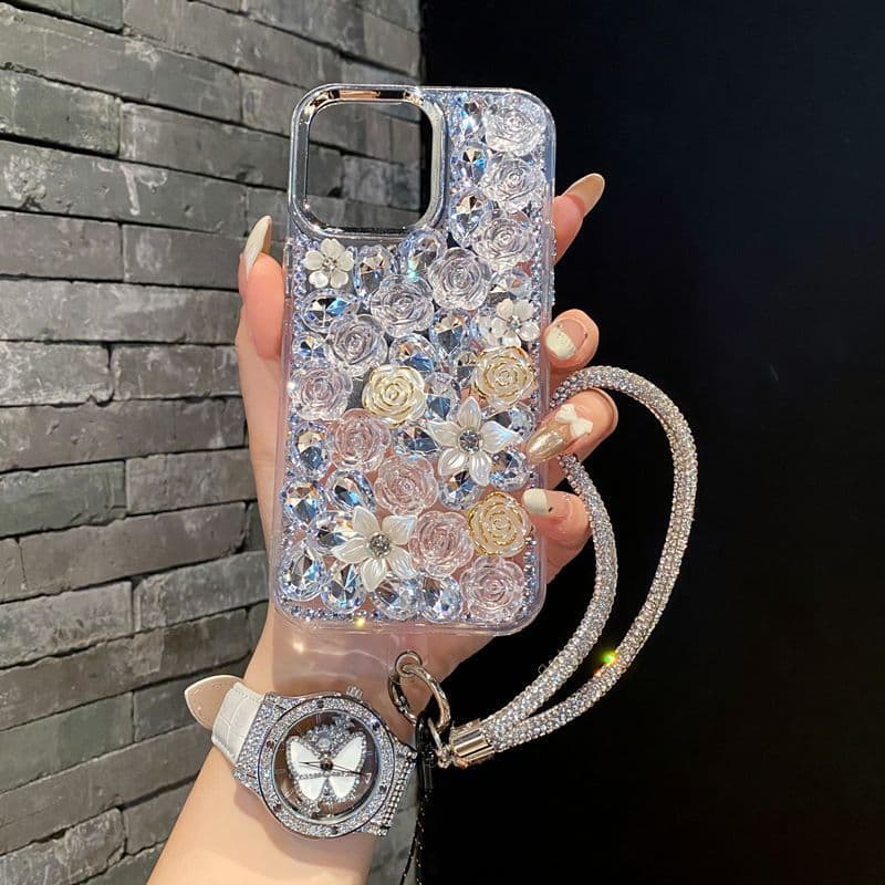 สําหรับOPPO Reno 15 13 14 12 11 F 10 5F 8T 8Z A5 A6 A3 PRoค้นหาX8 X9 A78 A58 Full Rhinestoneดอกไม้เคสโทรศัพท์Bling รูปที่ 3