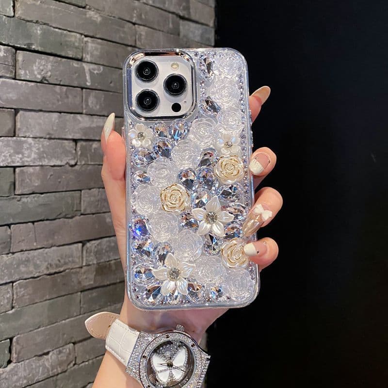 สําหรับOPPO Reno 15 13 14 12 11 F 10 5F 8T 8Z A5 A6 A3 PRoค้นหาX8 X9 A78 A58 Full Rhinestoneดอกไม้เคสโทรศัพท์Bling รูปที่ 2