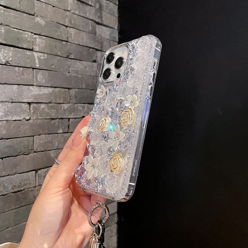 สําหรับOPPO Reno 15 13 14 12 11 F 10 5F 8T 8Z A5 A6 A3 PRoค้นหาX8 X9 A78 A58 Full Rhinestoneดอกไม้เคสโทรศัพท์Bling รูปที่ 4