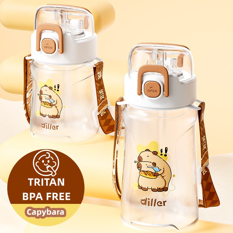 DILLER ขวดน้ําสําหรับเด็กขนาด 400 มล./550 มล. พร้อมหลอด Tritan ปราศจาก BPA ขวดดื่มสําหรับเล่นกีฬาและกิจกรรมกลางแจ้ง DB-007 รูปที่ 7