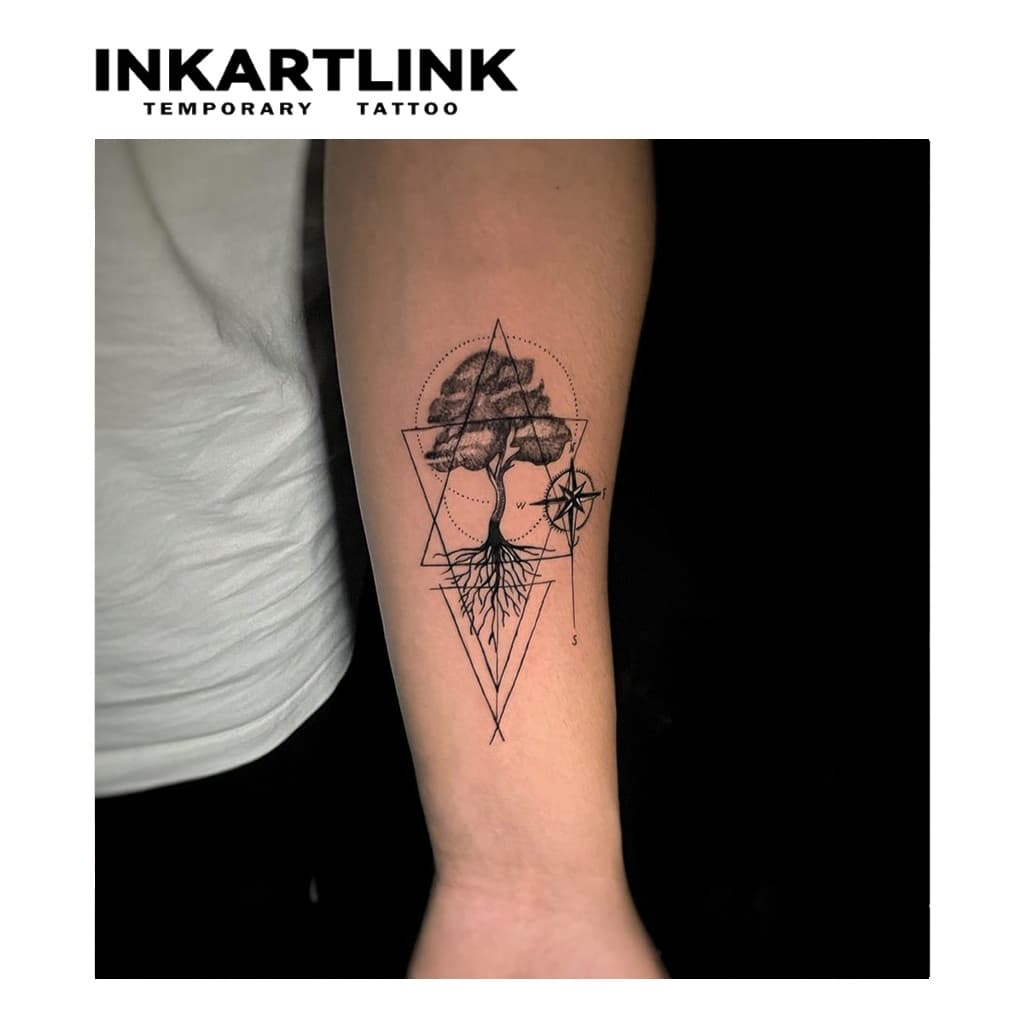 Inkartlink Long Minimal Lines Arm สติ๊กเกอร์รอยสักชั่วคราวสําหรับผู้ชาย, Big Waterproof Long-lasting Hand Magic Tattoo, Lasts ถึง 15 วันสักปลอม, ชุดสักกึ่งถาวร รูปที่ 5