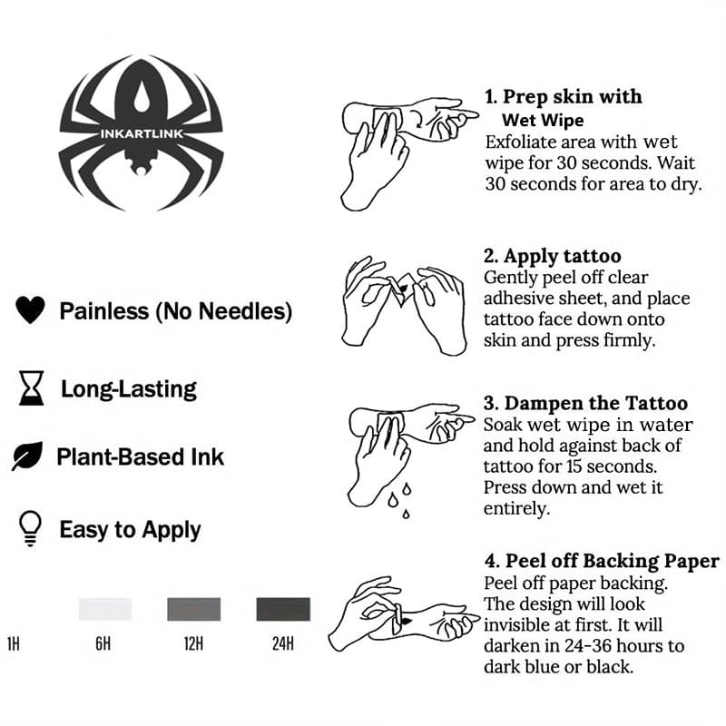 Inkartlink Long Minimal Lines Arm สติ๊กเกอร์รอยสักชั่วคราวสําหรับผู้ชาย, Big Waterproof Long-lasting Hand Magic Tattoo, Lasts ถึง 15 วันสักปลอม, ชุดสักกึ่งถาวร รูปที่ 6