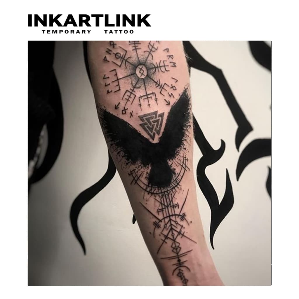 Inkartlink Long Minimal Lines Arm สติ๊กเกอร์รอยสักชั่วคราวสําหรับผู้ชาย, Big Waterproof Long-lasting Hand Magic Tattoo, Lasts ถึง 15 วันสักปลอม, ชุดสักกึ่งถาวร รูปที่ 2
