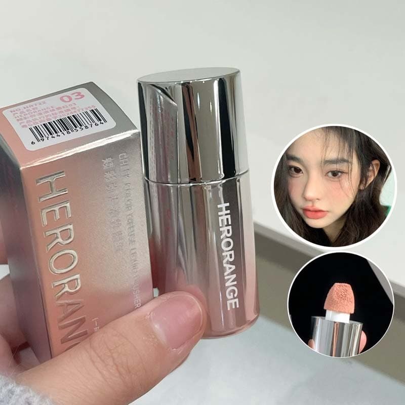 HERORANGE Natural Korean-style liquid blush stick ฟองน้ําแป้ง blusher ครีมนักเรียน glitter powder รูปที่ 8