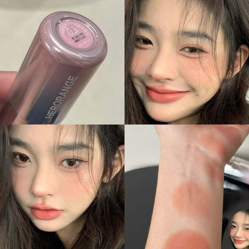 HERORANGE Natural Korean-style liquid blush stick ฟองน้ําแป้ง blusher ครีมนักเรียน glitter powder รูปที่ 3