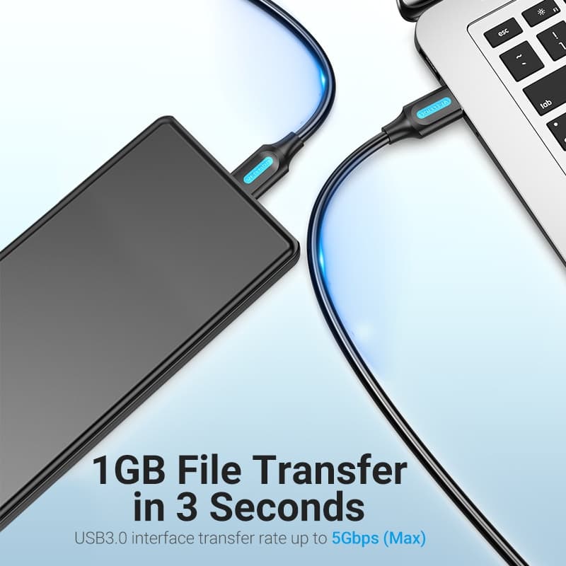 Vention สาย USB 3.0 A to Micro-B ความเร็ว 5Gbps ชาร์จเร็ว 2A สำหรับ ถ่ายโอนข้อมูลฮาร์ดดิสก์ กล้อง รูปที่ 3