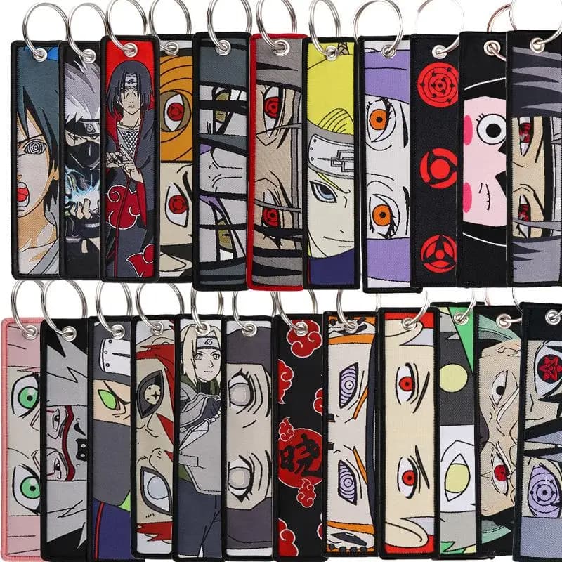 อะนิเมะญี่ปุ่น Naruto เย็บปักถักร้อย Key Fobs แท็กกุญแจรถจักรยานยนต์ Chiro พวงกุญแจรถแฟชั่น รูปที่ 1