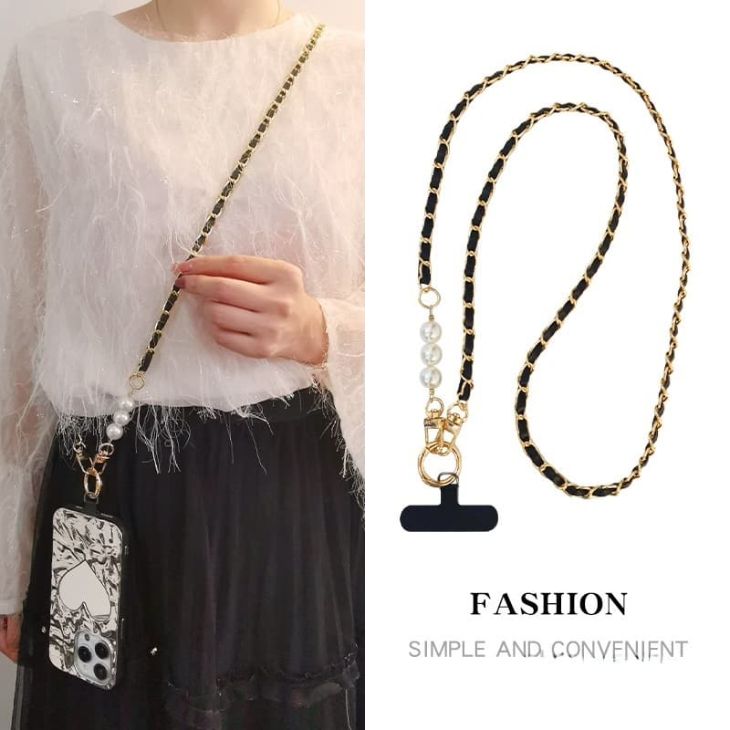 โซ่โทรศัพท์มือถือ กระเป๋าสะพายข้าง, เชือกเส้นเล็กโทรศัพท์มือถือโซ่มุก, ห่วงโซ่โลหะสายหลังยาวสีสันสดใส รูปที่ 2
