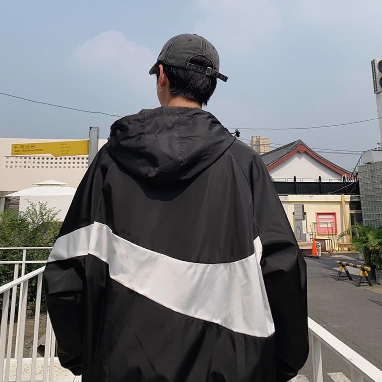 เสื้อแจ็กเก็ต เสื้อคลุมแขนยาว มีฮู้ด สไตล์เกาหลี ญี่ปุ่นเท่ๆ ใส่ได้ทั้งชายหญิง มี 3 สี ดำ ขาว สีเทา เหมาะกับการวิ่ง เดินป่า รูปที่ 4