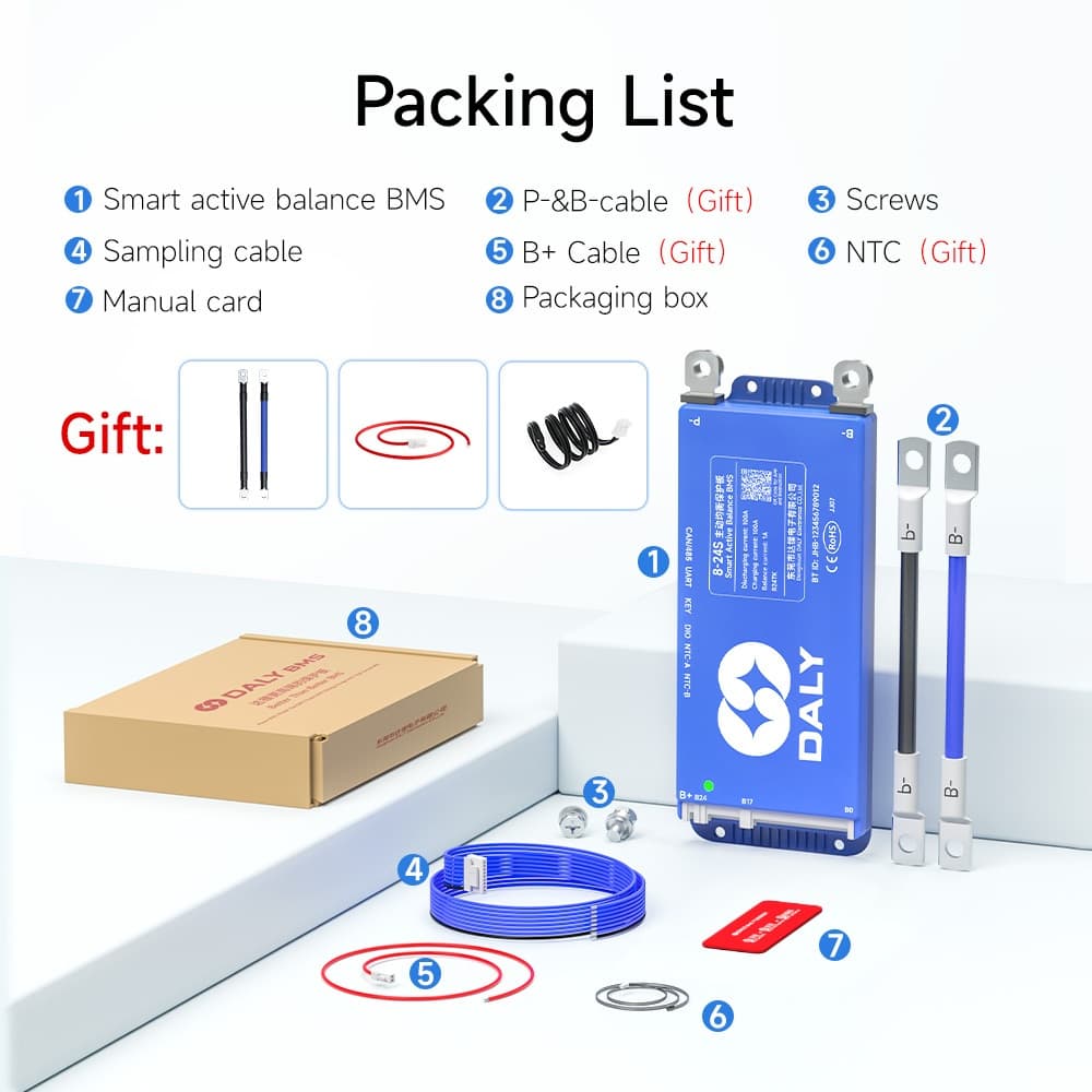 Daly ใหม่ SMART BMS 4-24S 400-500A 12v 24v 48v 36v 60v 72v Lifepo4 BMS พร้อม 1A Balancing function Built In Bluetooth Li-ion 40a 60a 80A 100A 150A 200A 16A 15S 250S 20S 20S รูปที่ 6