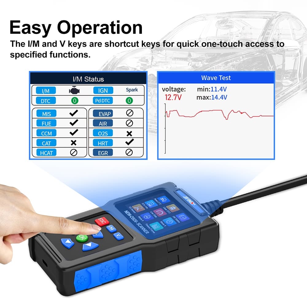 Jfind JF700 OBD2 เครื่องสแกนรถยนต์สําหรับ Honda/Yamaha พร้อมเครื่องทดสอบ Fault Code Reader และวิเคราะห์ I/M รองรับ OBD2 รูปที่ 7