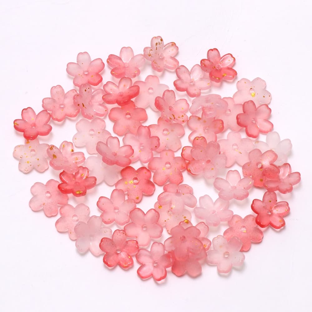 50ชิ้นผสมสีดอกซากุระเคลือบทองโรยอะคริลิดอกไม้หมวกลูกปัดทําเองแฮนด์เมดสร้อยข้อมืออุปกรณ์เสริม รูปที่ 8