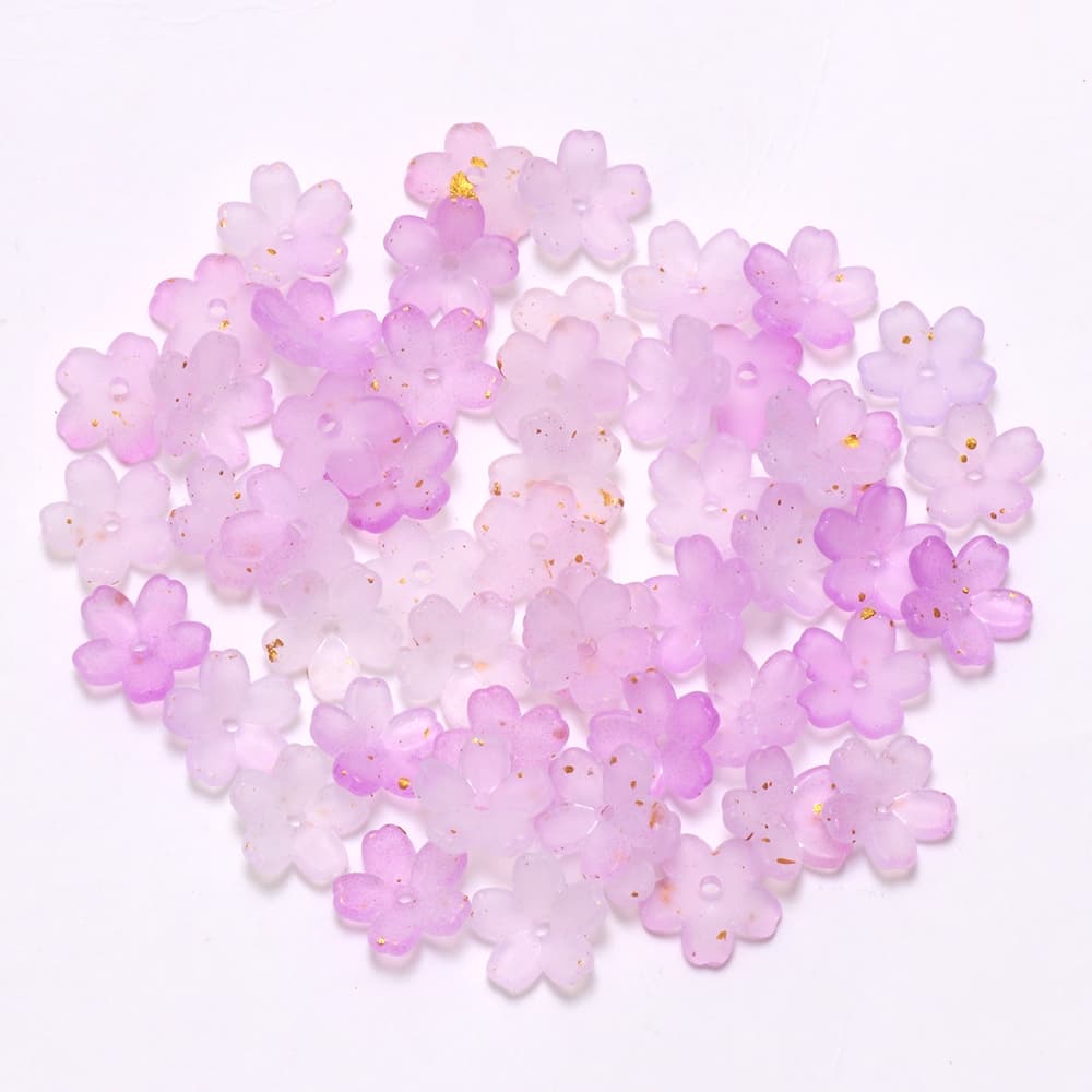 50ชิ้นผสมสีดอกซากุระเคลือบทองโรยอะคริลิดอกไม้หมวกลูกปัดทําเองแฮนด์เมดสร้อยข้อมืออุปกรณ์เสริม รูปที่ 7