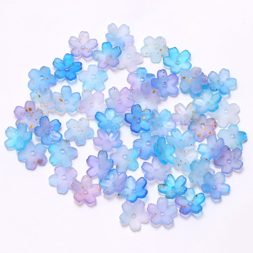 50ชิ้นผสมสีดอกซากุระเคลือบทองโรยอะคริลิดอกไม้หมวกลูกปัดทําเองแฮนด์เมดสร้อยข้อมืออุปกรณ์เสริม รูปที่ 9