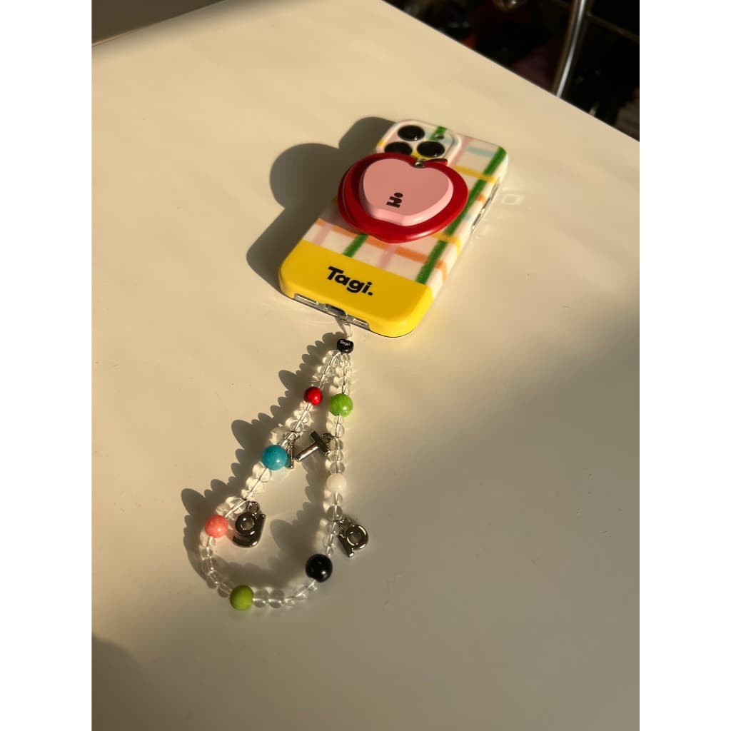 Tagi. Imagine Phone Chain Pearl Letter Natural Stone Acrylic Phone Charms รูปที่ 2